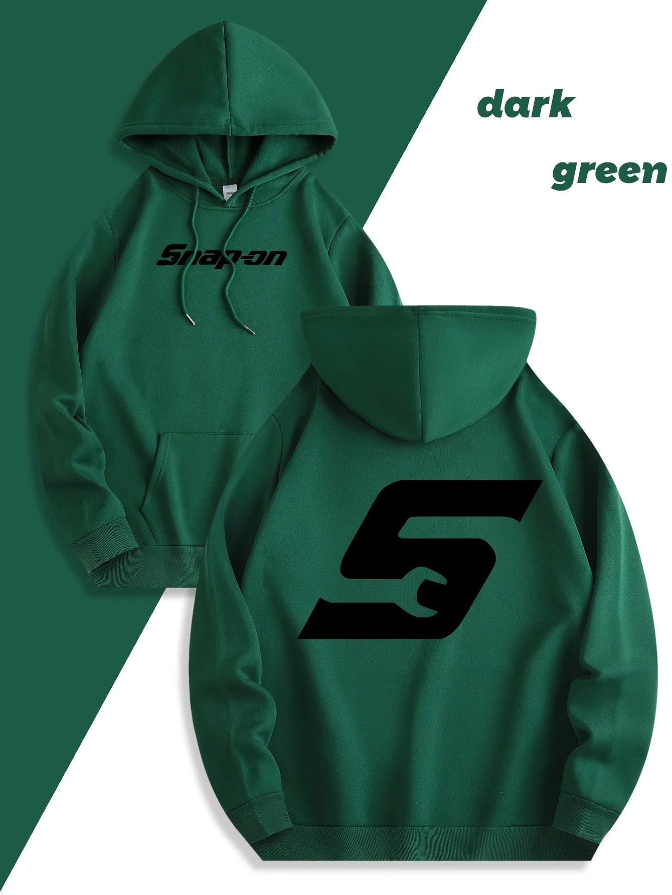 Dark Green Color Men's Fleece Hooded Sweatshirt Pullover Hoodie