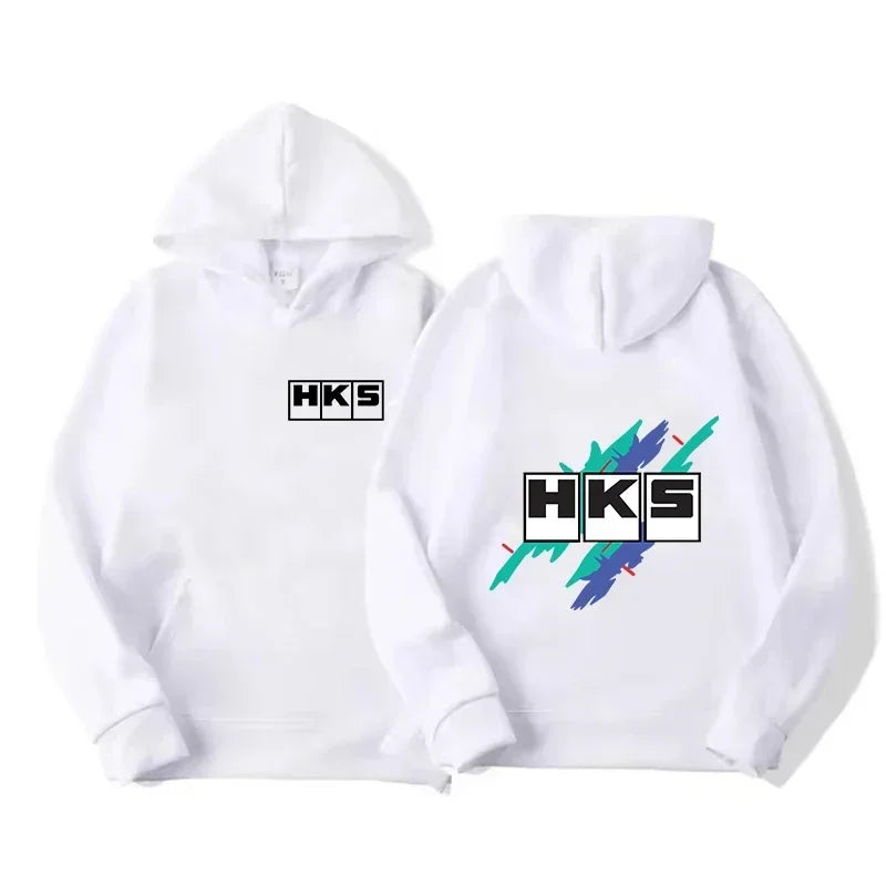 WHITE65 Color JDM Car Print Fleece Hoodie Pullover Unisex Casual