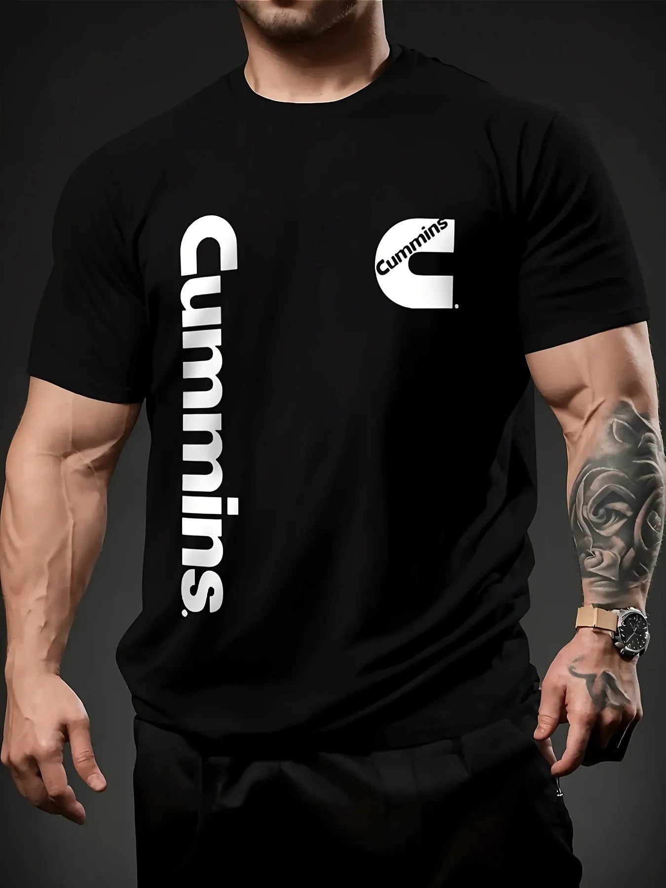 black Color Men's Cotton Graphic T-Shirt – Casual Round Neck Tee
