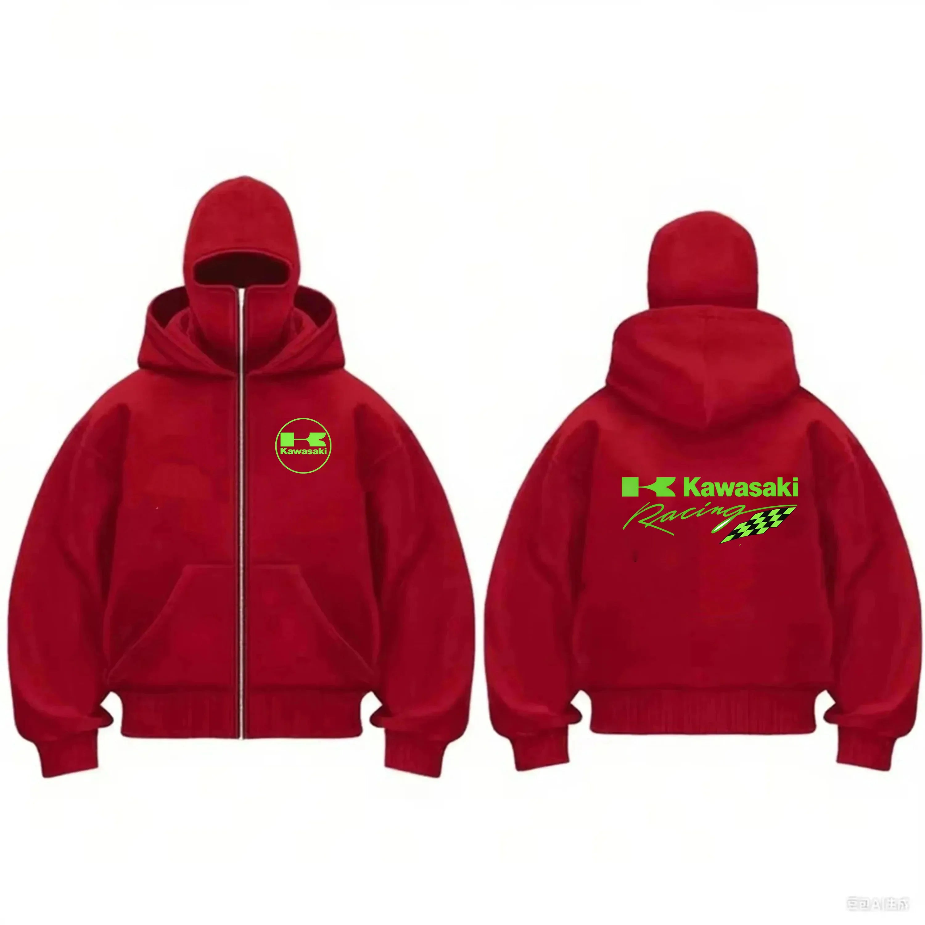 Men's Racing Zip Hoodie with Motorcycle Print