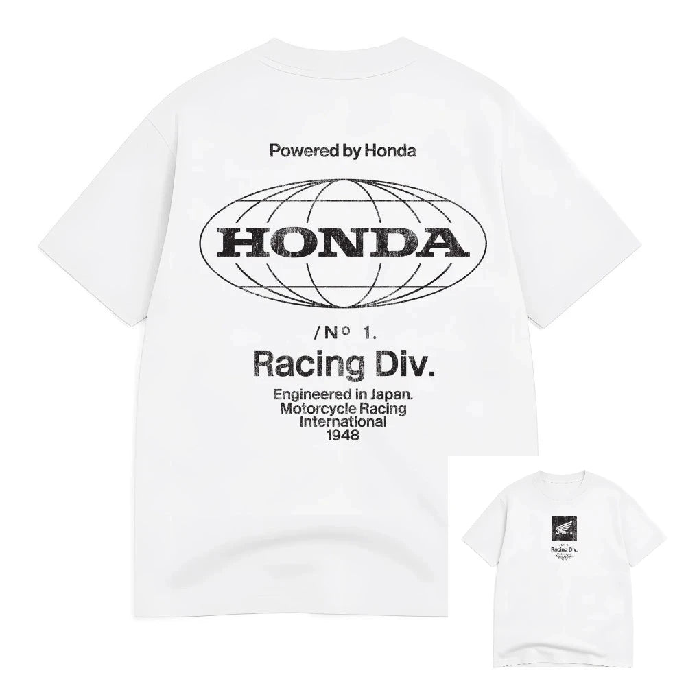 WHITE Color Retro Motorcycle Graphic T-Shirt For Men