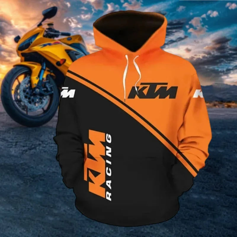 3D Motorcycle Graphic Sport Hoodie With Drawstring Hood