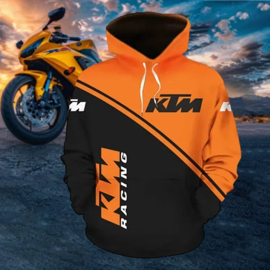 3D Motorcycle Graphic Sport Hoodie With Drawstring Hood