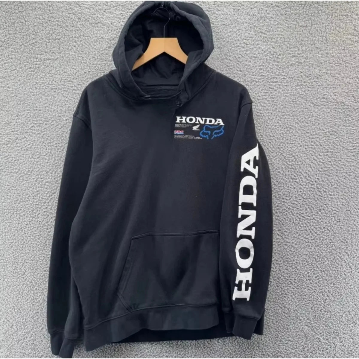 Men's Cotton Motorcycle Hoodie With Logo Print