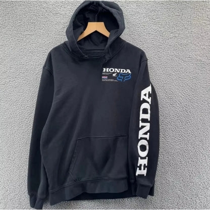 Men's Cotton Motorcycle Hoodie With Logo Print