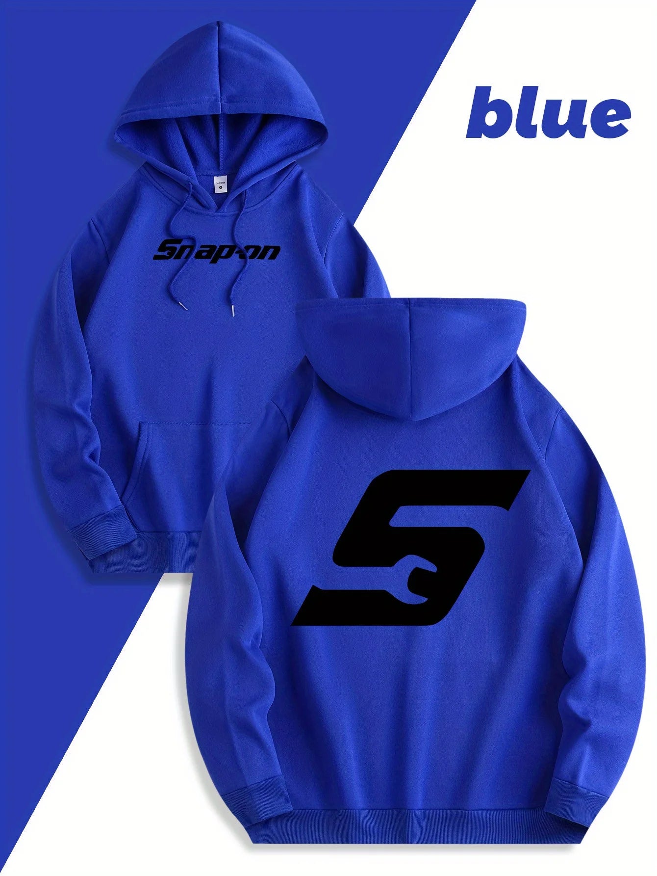 Blue Color Men's Fleece Hooded Sweatshirt Pullover Hoodie