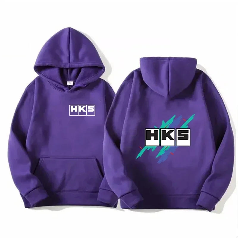 PURPLE65 Color JDM Car Print Fleece Hoodie Pullover Unisex Casual