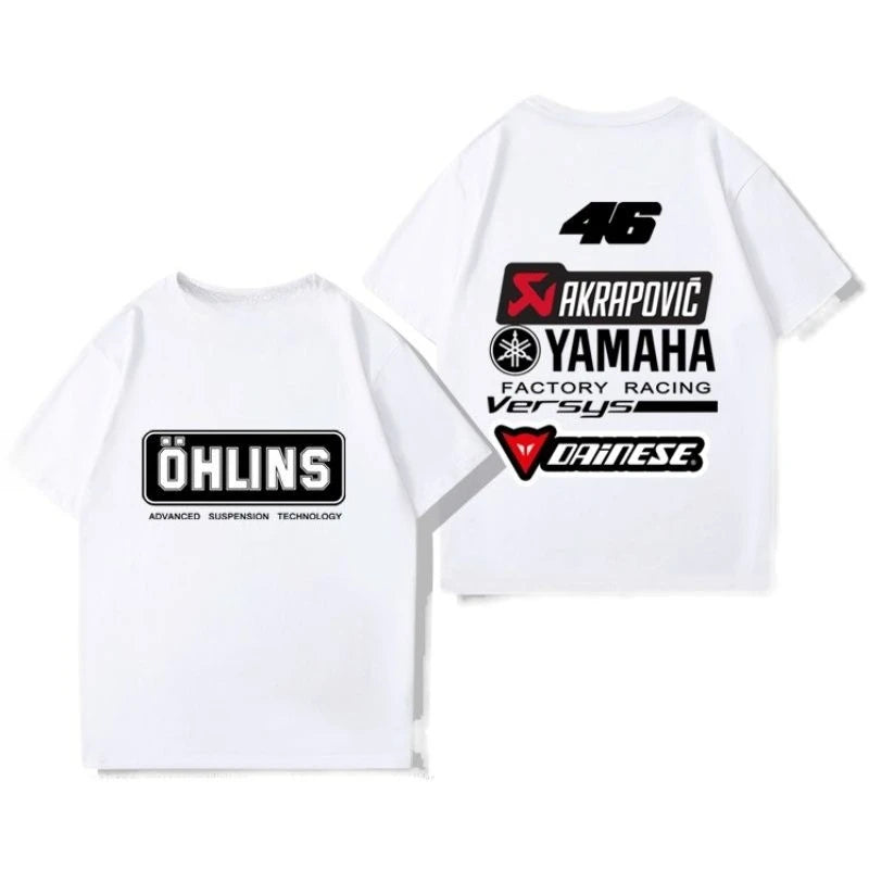 2 Color Casual Motorcycle Graphic Cotton Crewneck T-Shirt