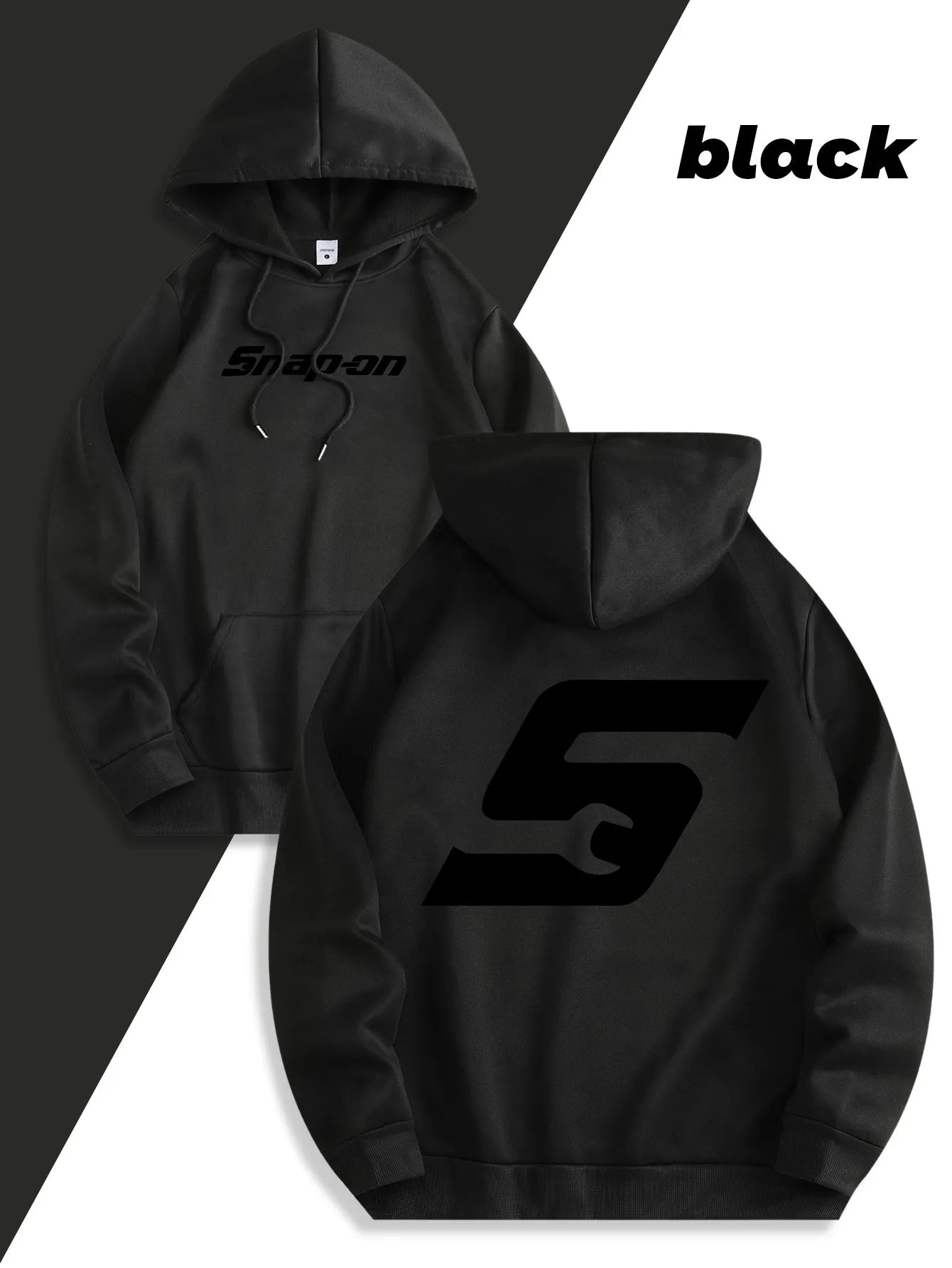 black Color Men's Fleece Hooded Sweatshirt Pullover Hoodie