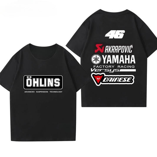Casual Motorcycle Graphic Cotton Crewneck T-Shirt
