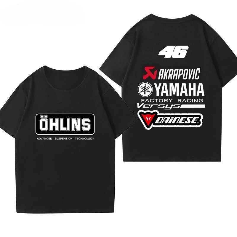 Casual Motorcycle Graphic Cotton Crewneck T-Shirt
