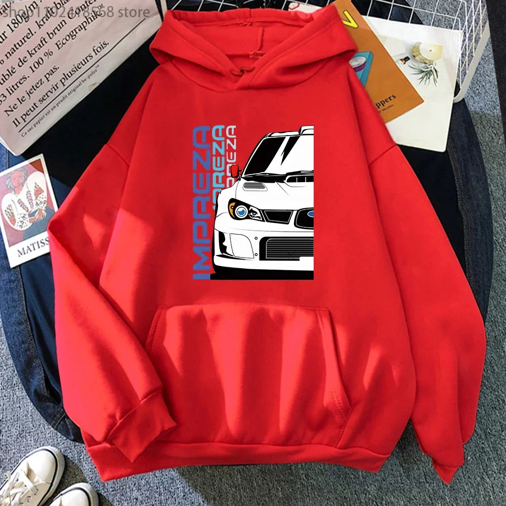 Red Color Initial D Anime Hoodie Streetwear Pullover With Fleece