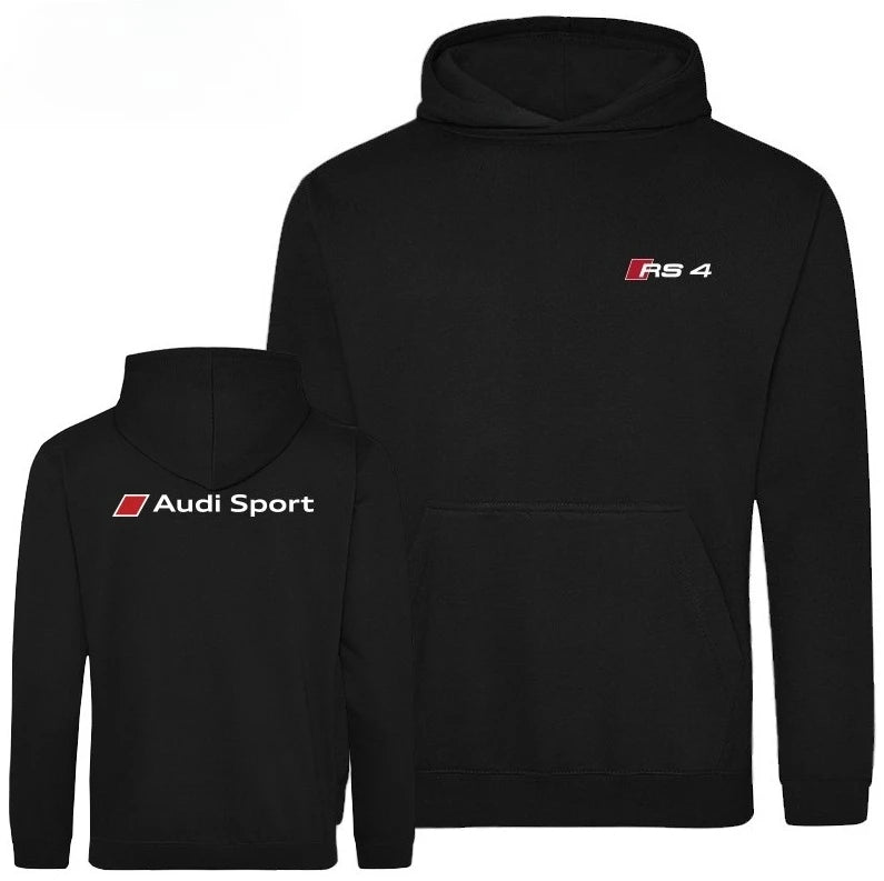 Men's Quattro Sport Hoodie Black Casual Cotton Top