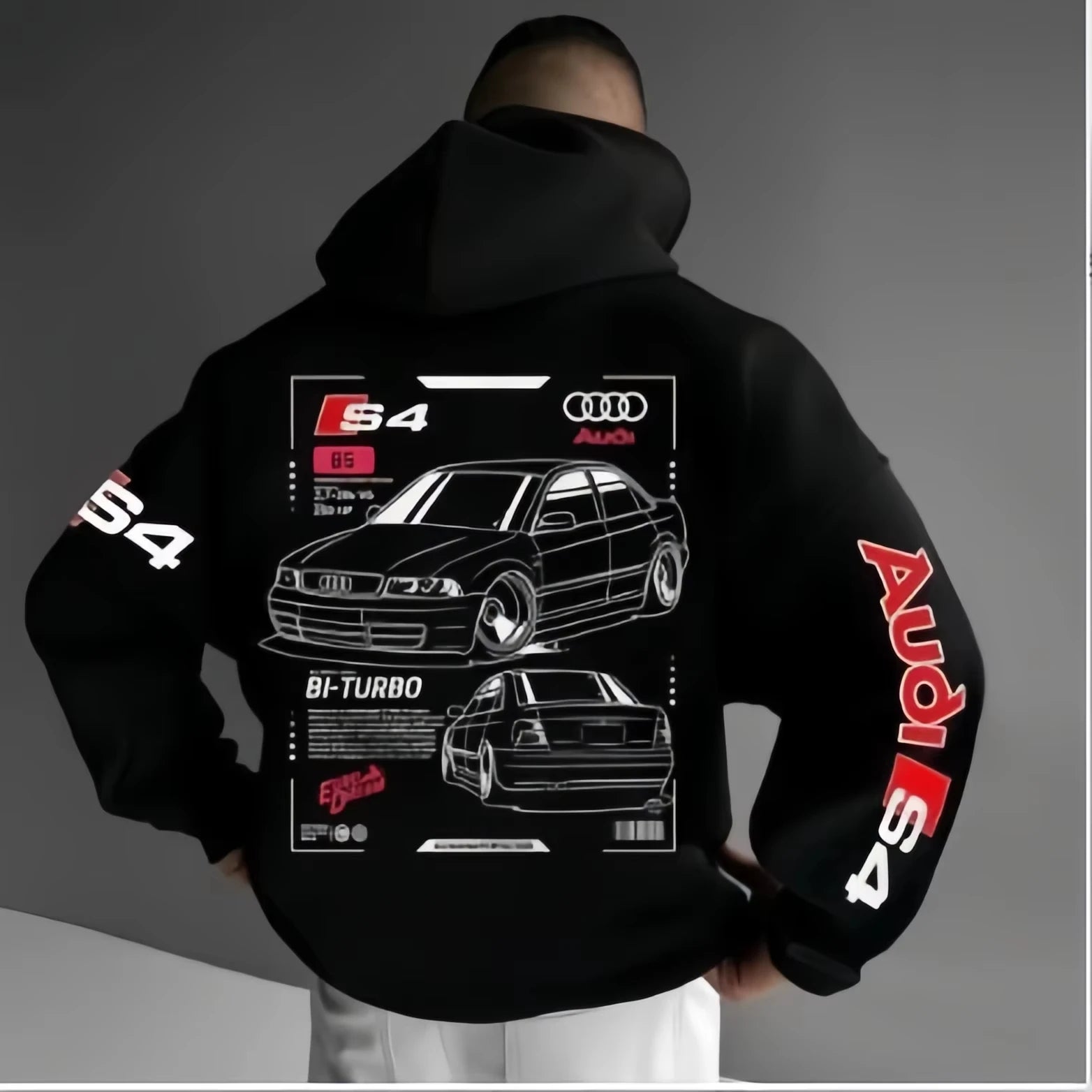 Men's Car Enthusiast Hoodie With Sports Logo Print