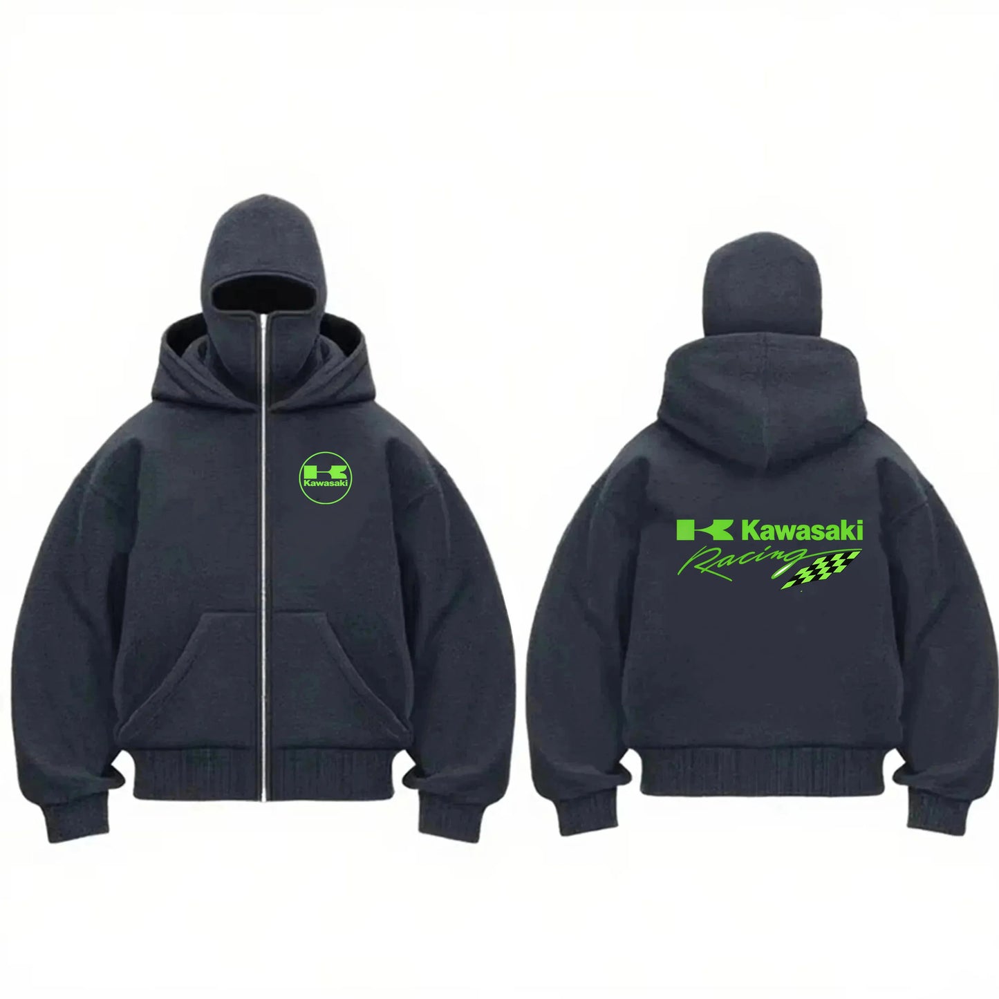 Men's Racing Zip Hoodie with Motorcycle Print