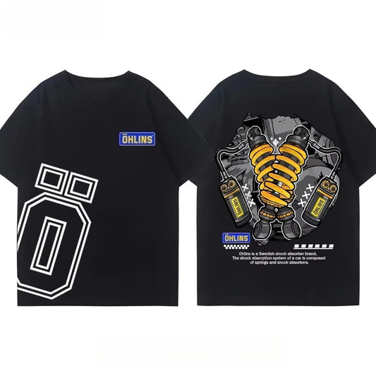 Casual Graphic Car Club T-Shirt Crew Neck Cotton Top