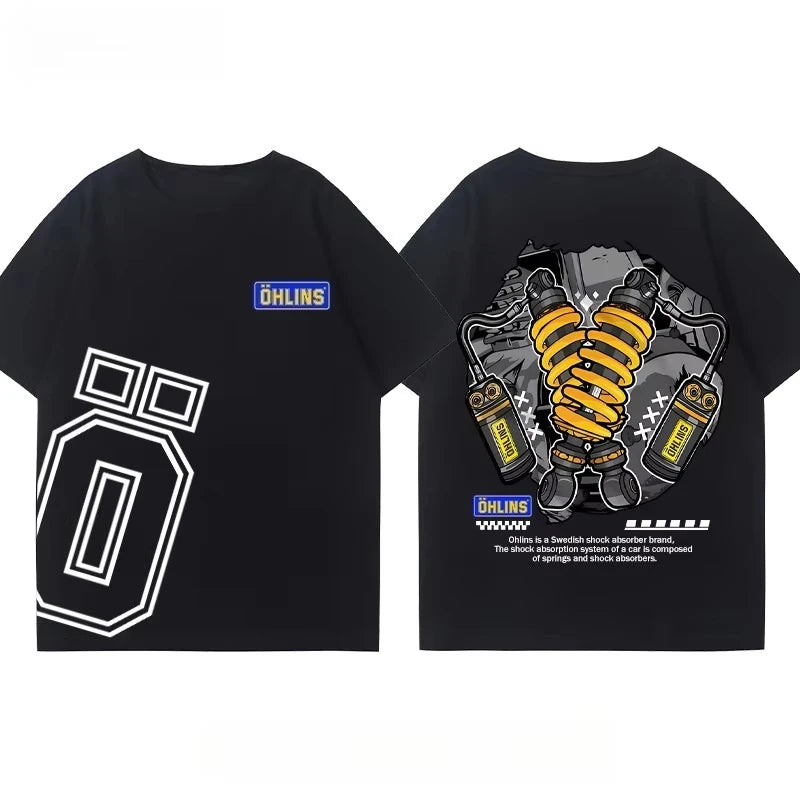 Casual Graphic Car Club T-Shirt Crew Neck Cotton Top