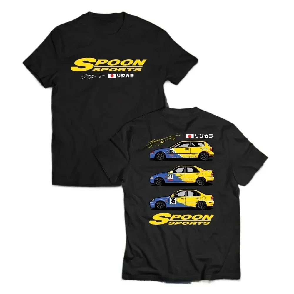 1 Color Men’s Cotton T-Shirt With Sports Car Graphic Print