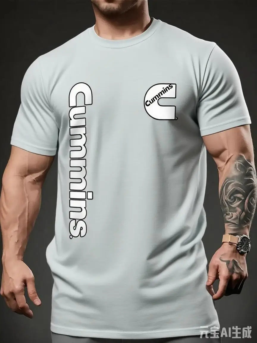 GRAY Color Men's Cotton Graphic T-Shirt – Casual Round Neck Tee