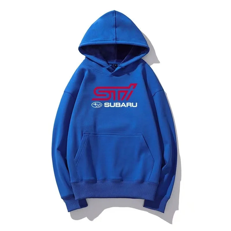 ROYAL BLUE Color Rally Car Fan Hooded Jacket With Zipper Closure