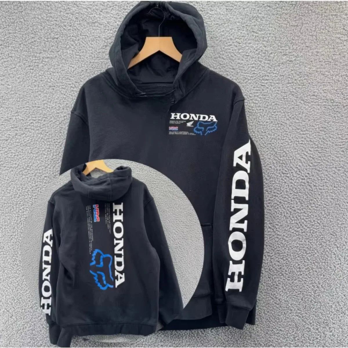 Men's Cotton Motorcycle Hoodie With Logo Print