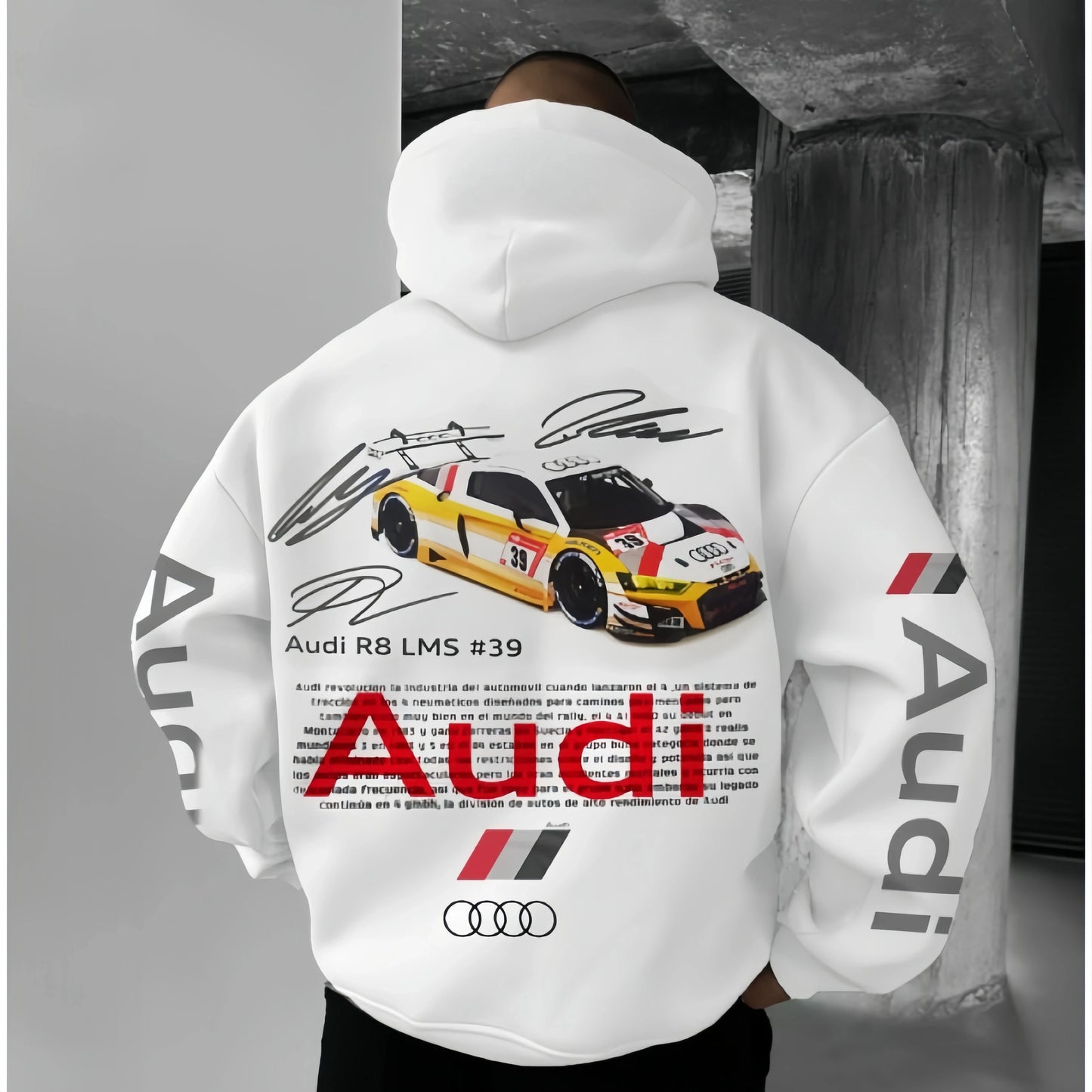Men's Car Enthusiast Hoodie With Sports Logo Print