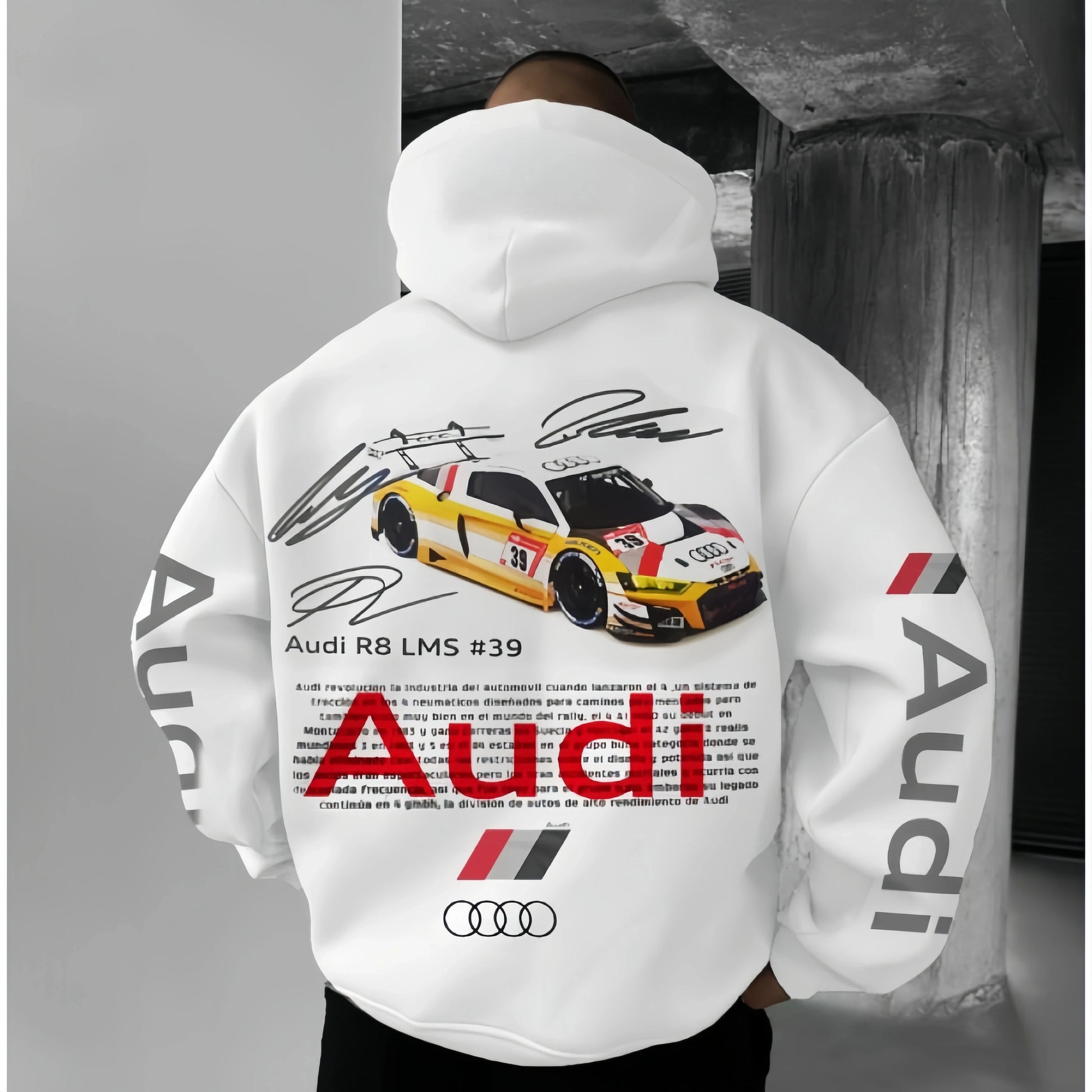 Men's Car Enthusiast Hoodie With Sports Logo Print