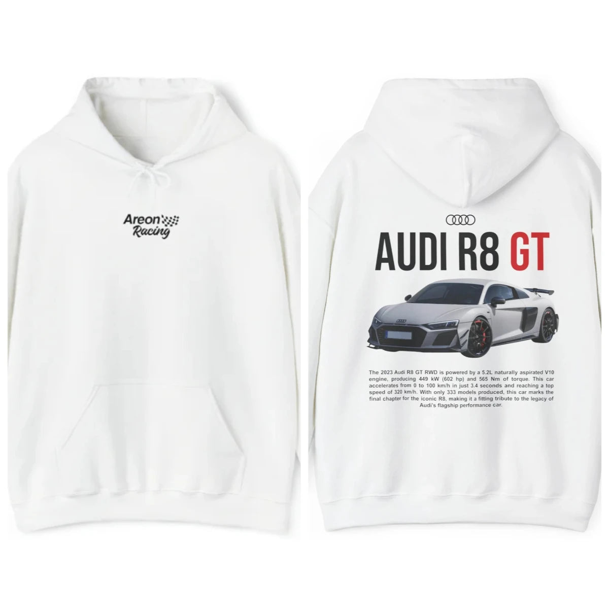1 Color Printed Sports Car Graphic Hoodie for Men and Women