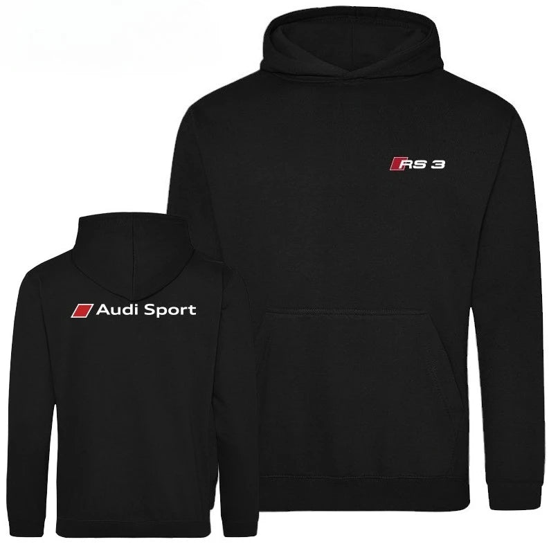 Men's Quattro Sport Hoodie Black Casual Cotton Top