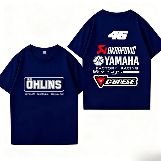 Casual Motorcycle Graphic Cotton Crewneck T-Shirt