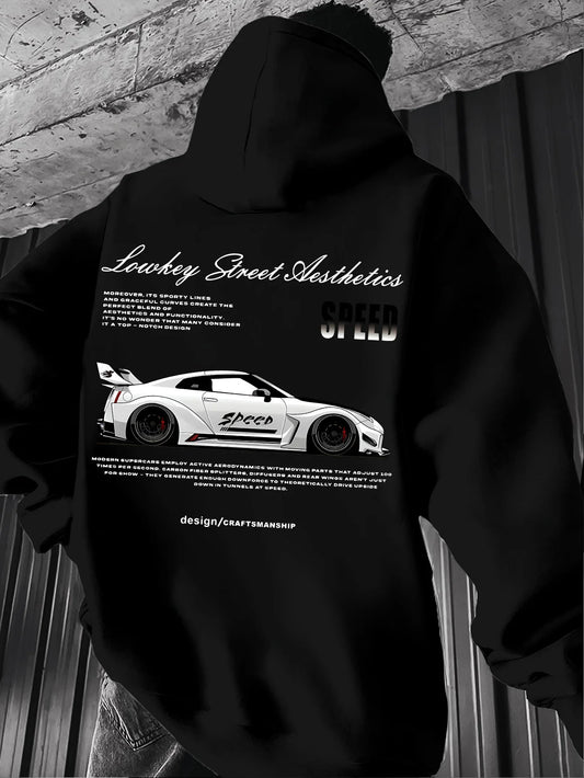 Men's Racing Car Graphic Hoodie Streetwear Pullover