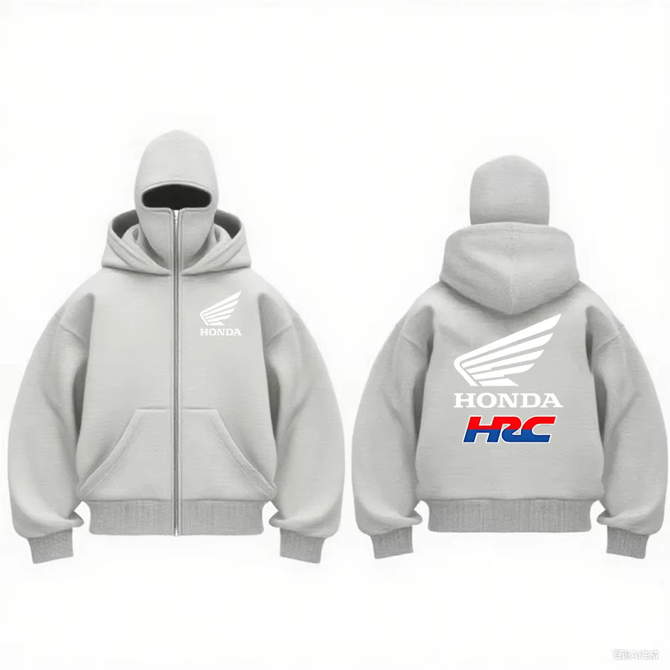 Men's Motorcycle Hoodie Jacket With Double Hood Mask