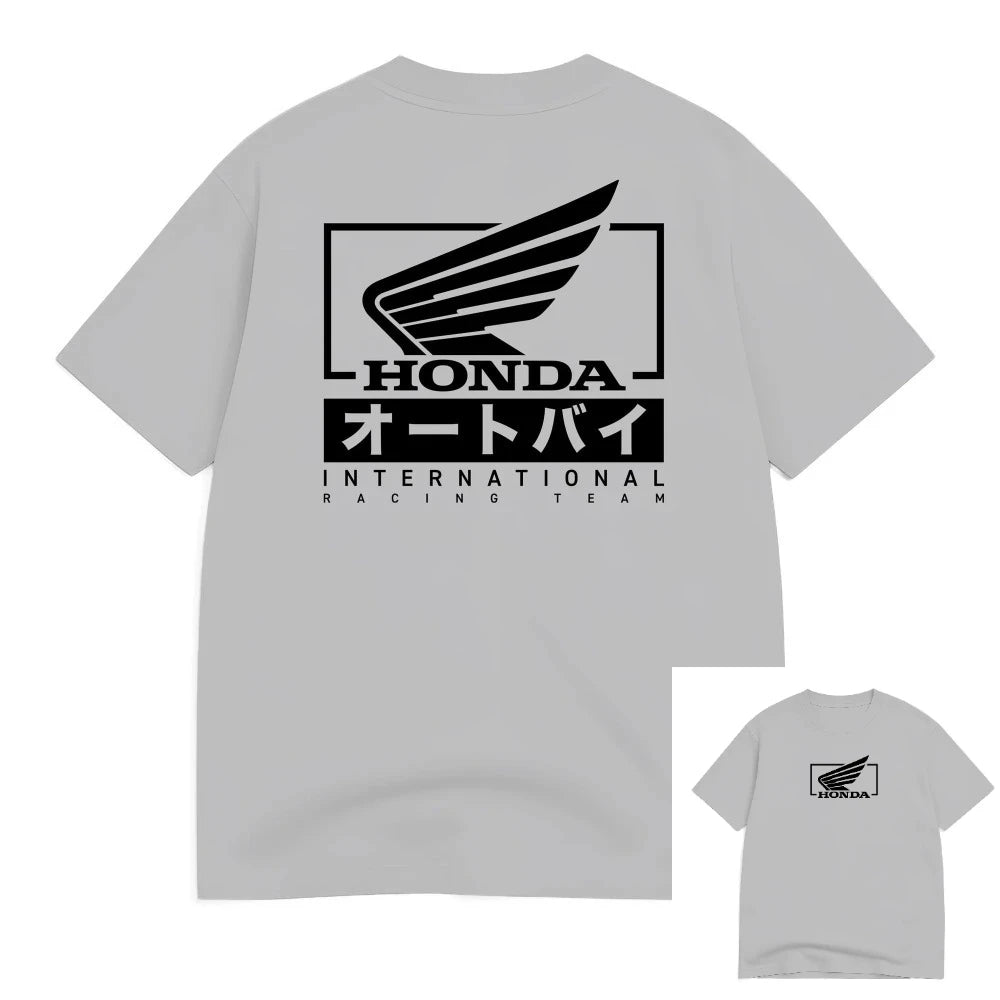 GRAY Color Retro Motorcycle Graphic T-Shirt For Men
