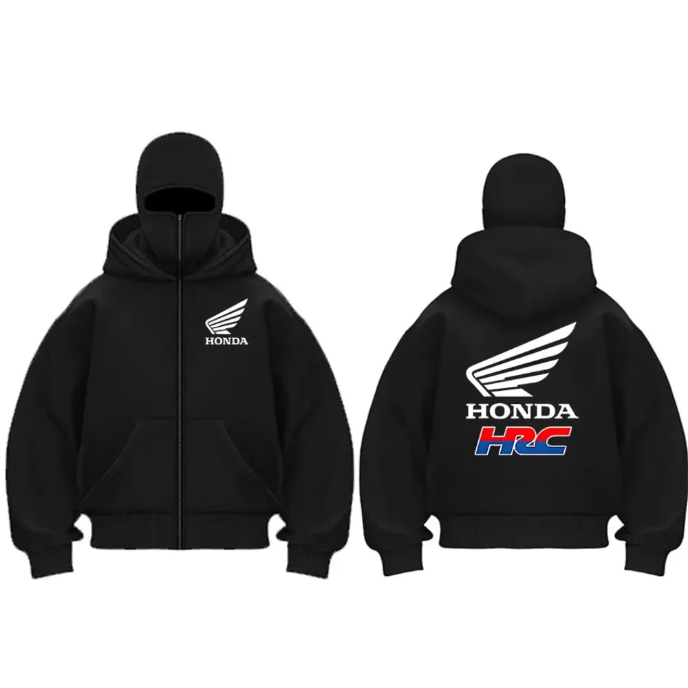 Men's Motorcycle Hoodie Jacket With Double Hood Mask