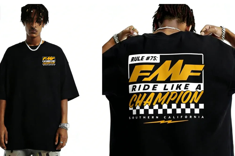 Vintage Racing Graphic Cotton T-Shirt Casual Streetwear